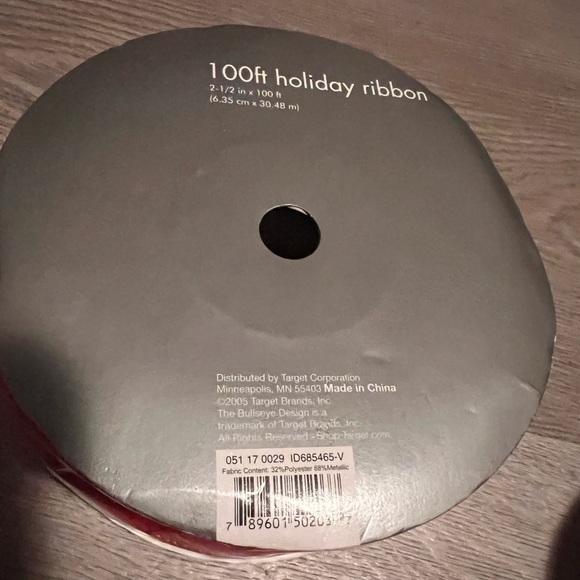 NWT SET OF 2 100 FEET (EACH) RED SPARKLE WIRE RIBBON - Picture 2 of 5